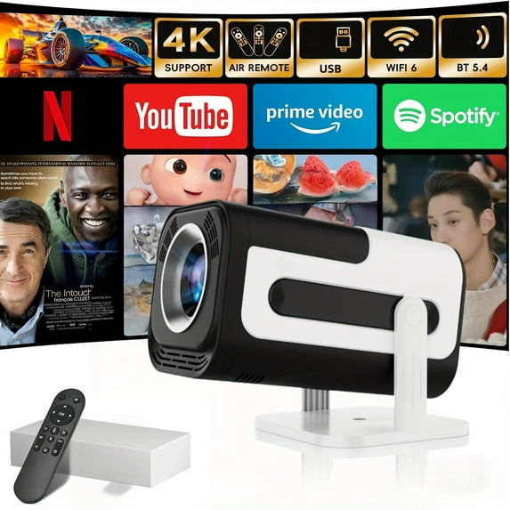 New HY300Pro Upgraded Projector | Native 720P with 4K Support, Android 13.0, 160 Lumens | 110V/220V Compatible for Home & Office