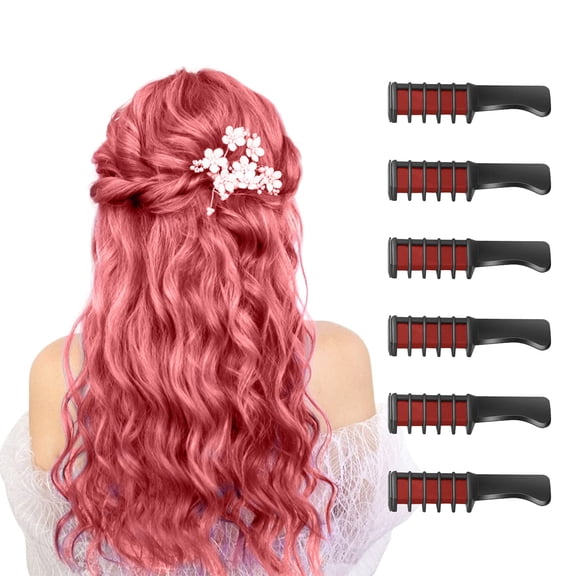New Hair Chalk Comb Temporary Bright Hair Color Dye for Girls Kids, Washable Hair Chalk for Girls Age 4 5 6 7 8 9 10 New Year Birthday Party Cosplay DIY Children's Day, Halloween, Christmas (Red)