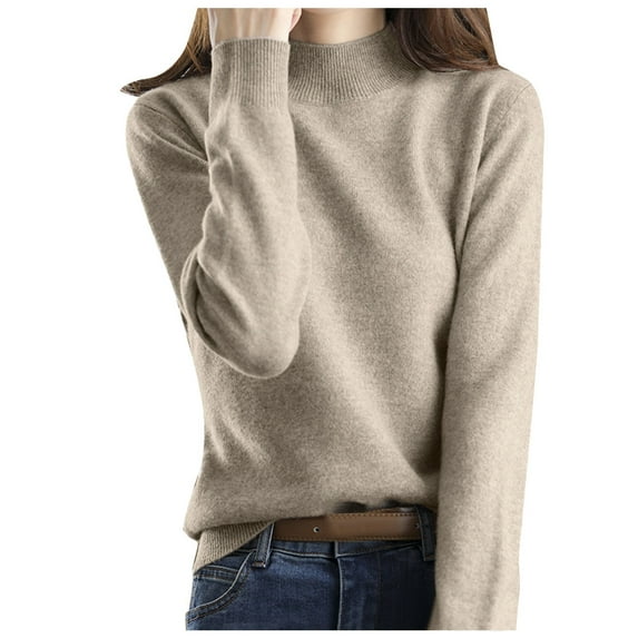 New Half High Collar Knitted Sweater Women's Sweat Shirts for Grandma Autumn And Winter Short Pullover Solid Color Loose Sweater Thickened Bottoming Shirt Dropshipping Women's Pullover Sweaters Dre