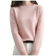 thumbnail image 1 of Fashion Women Bow Collar Solid Buttons Sleeve Knitted Casual Sweater Warm Top Silk Sweaters for Women Fitted Sweaters Sweatshirt Womens Tan Sweatsuit Mercy Sweater Button up Sweat Shirt Snow Tipped, 1 of 4