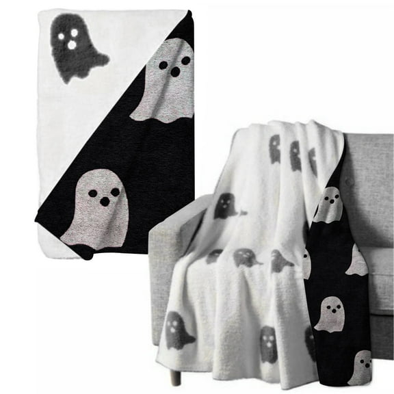 New Halloween Blanket Halloween Blanket Flannel Blanket Thick And Large 100*150Cm/127X152Cm/150*200Cm Plush, Black C130*180Cm