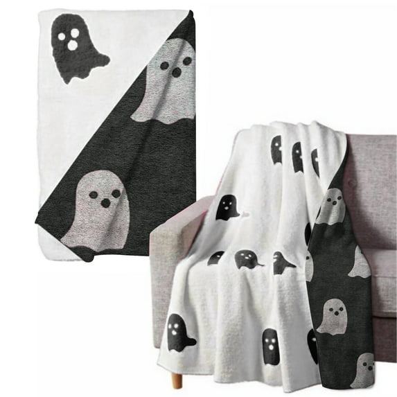 New Halloween Blanket Halloween Blanket Flannel Blanket Thick And Large 100*150Cm/127X152Cm/150*200Cm Plush, Dark Gray B127X152Cm