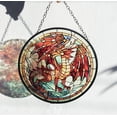 thumbnail image 1 of New Halloween Dragon Suncatcher, Gothic Window Hanging Ornament, Fantasy Red Dragon Gift for Him or Her, Mystical Home Decor, Dragon Lover Gift, 1 of 4