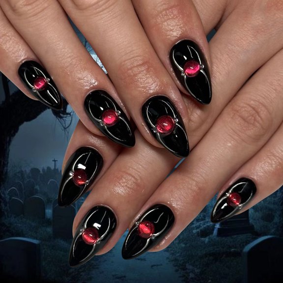 New Halloween wear armor cross-border foreign trade spider flash manicure short almond press on nails