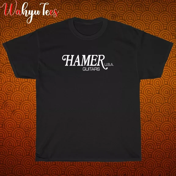 New Hamer Guitars USA Logo Black/Grey/Navy/White Size S-5XL Unisex T-Shirt