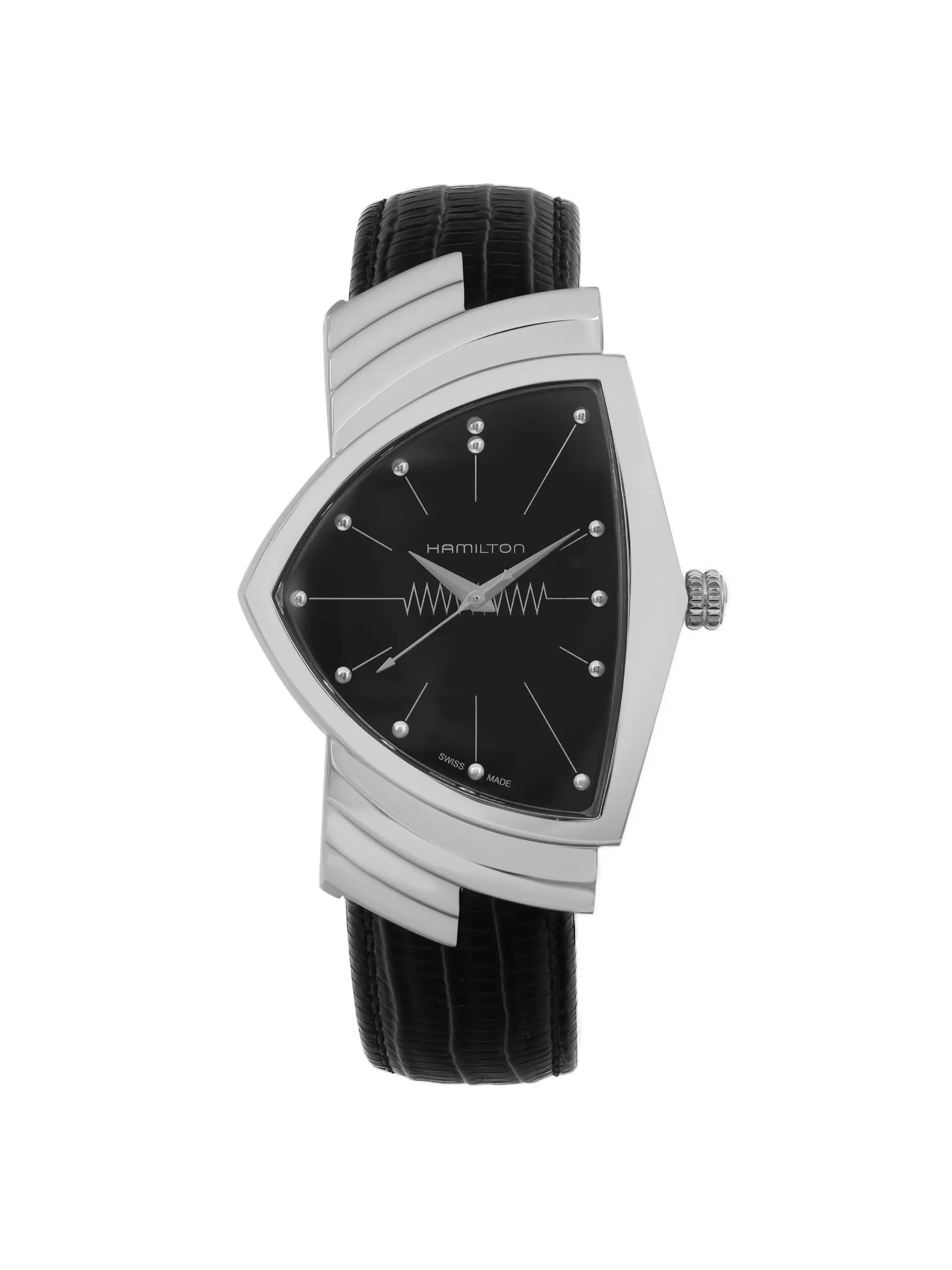 New Hamilton Ventura Steel Black Dial Men Quartz Watch H24411732 