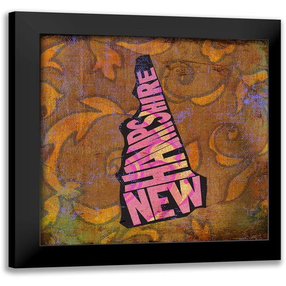 New Hampshire 12x12 Black Modern Framed Museum Art Print Titled - Art Licensing Studio
