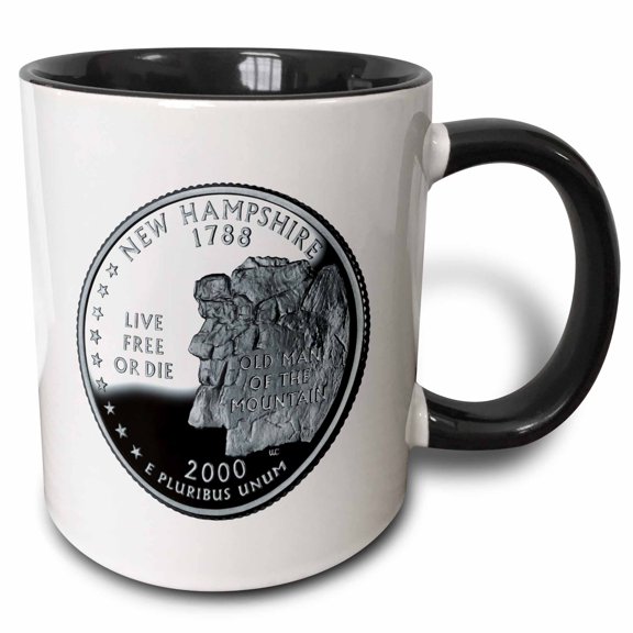 3drose, New Hampshire Collectible Quarter, 15oz Two-tone Black Mug