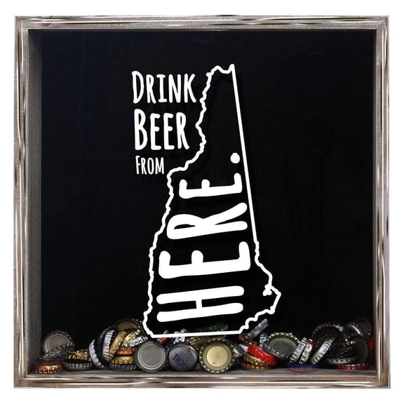 Torched New Hampshire Drink Beer Cap Shadow Box Wall Mount Decor 13"x13"x3"