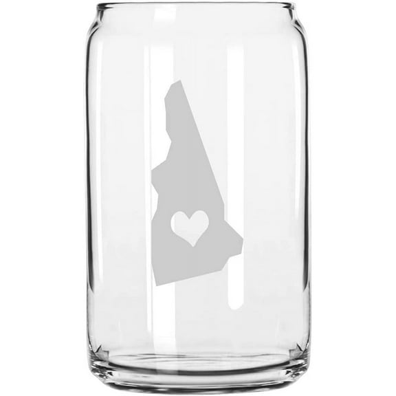 New Hampshire Heart States Etched 16oz Libbey Can Glass