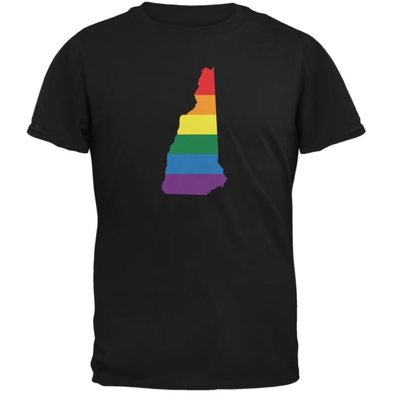 New Hampshire LGBT Gay Pride Rainbow Black Adult T-Shirt - Medium