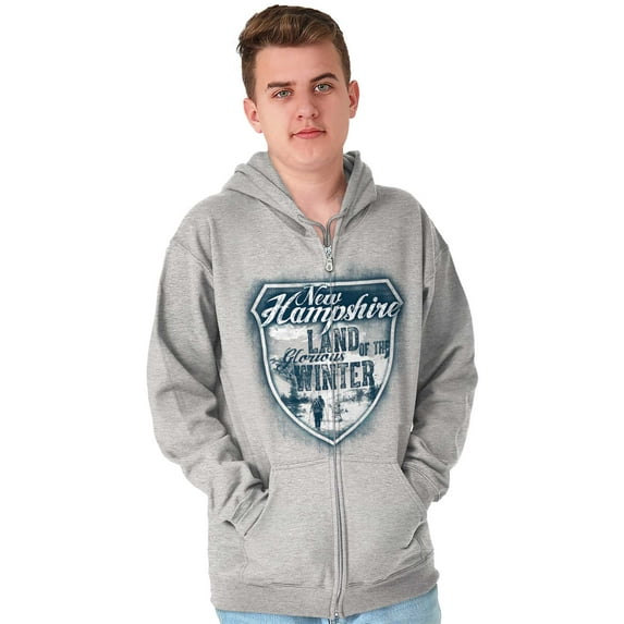 New Hampshire Land Of Glorious Winter Zip Up Hoodie Men's Women's Brisco Brands S