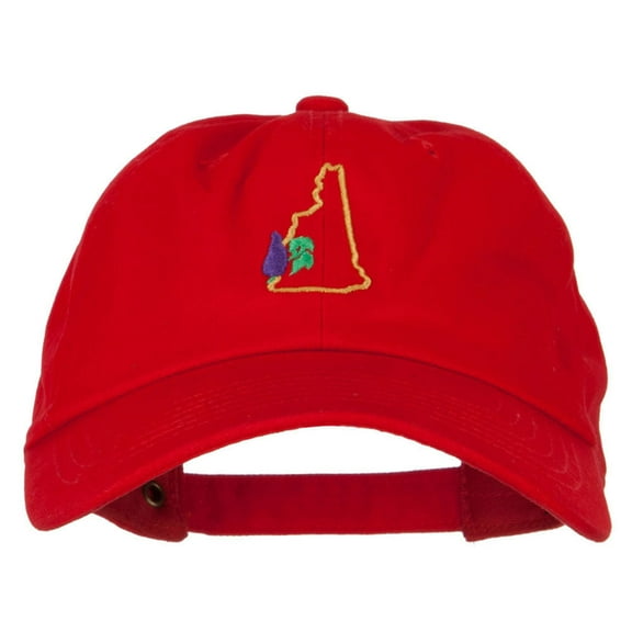 New Hampshire Lilac with Map Embroidered Unstructured Washed Cap - Red OSFM