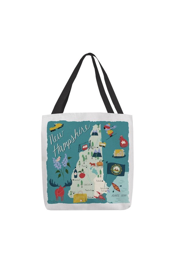 New Hampshire Map 18 inch Printed Tote