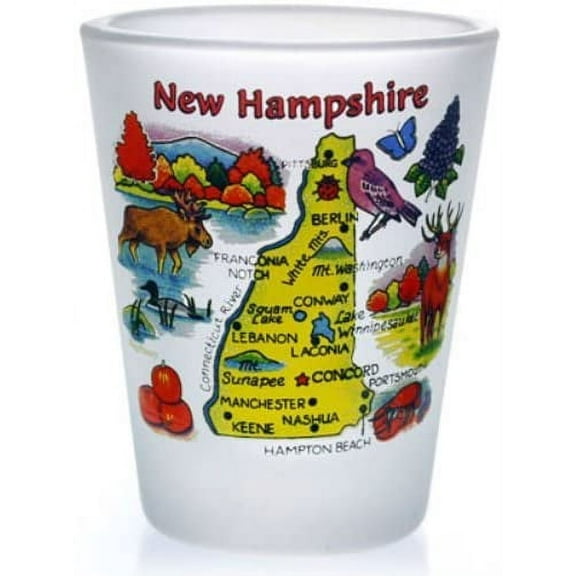 New Hampshire Map Frosted Shot Glass