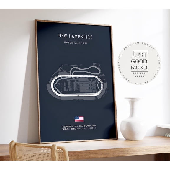 New Hampshire Motor Speedway Poster · Loudon Oval Racetrack USA · Nascar Wall Art · Gift For Racing Fans · Print , Poster Print Only