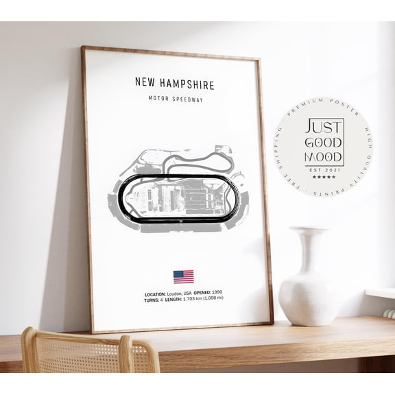 New Hampshire Motor Speedway Poster · Loudon Oval Racetrack USA · Nascar Wall Art · Gift For Racing Fans · Print, Modern Wall Decor , Poster Print Only