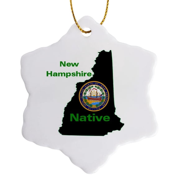 3drose, New Hampshire Native, 3 inch Snowflake Porcelain Ornament