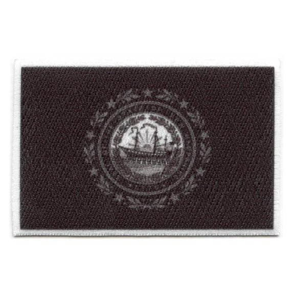 New Hampshire Patch State Flag Grayscale Embroidered Iron On