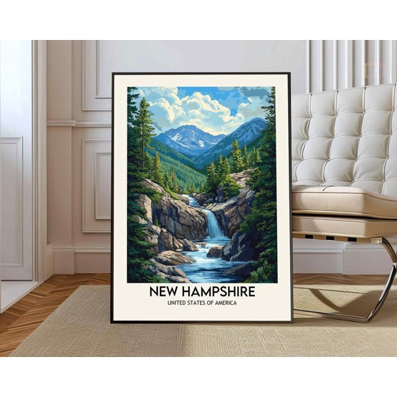 New Hampshire Poster, Granite State Landscape Wall Art