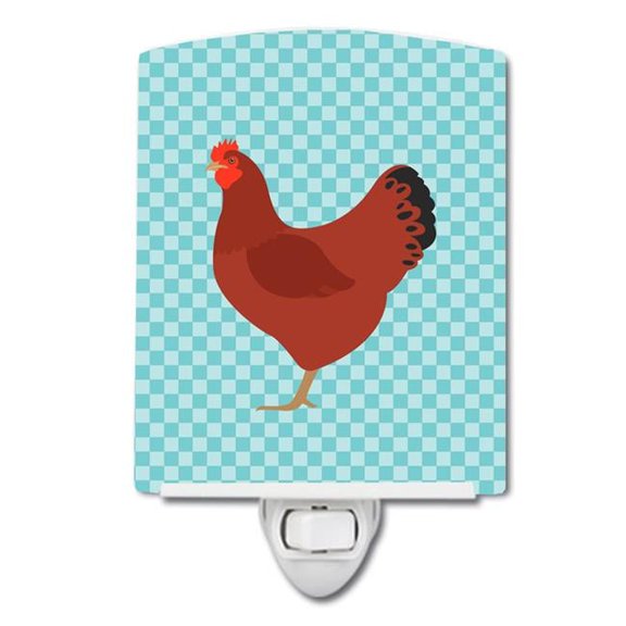 New Hampshire Red Chicken Blue Check Ceramic Night Light
