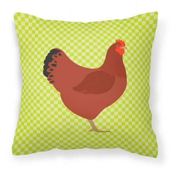 New Hampshire Red Chicken Green Fabric Decorative Pillow - Green - 14 x 14 in.