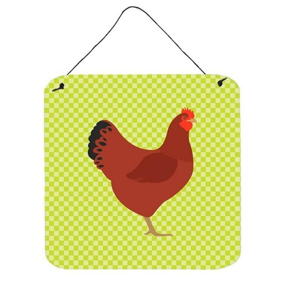New Hampshire Red Chicken Green Wall or Door Hanging Prints, 6 x 6 in.