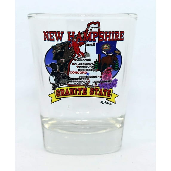 New Hampshire State Elements Map shot glass