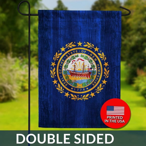 New Hampshire State Flag Double Sided Wood Texture Live Free or Die Pride