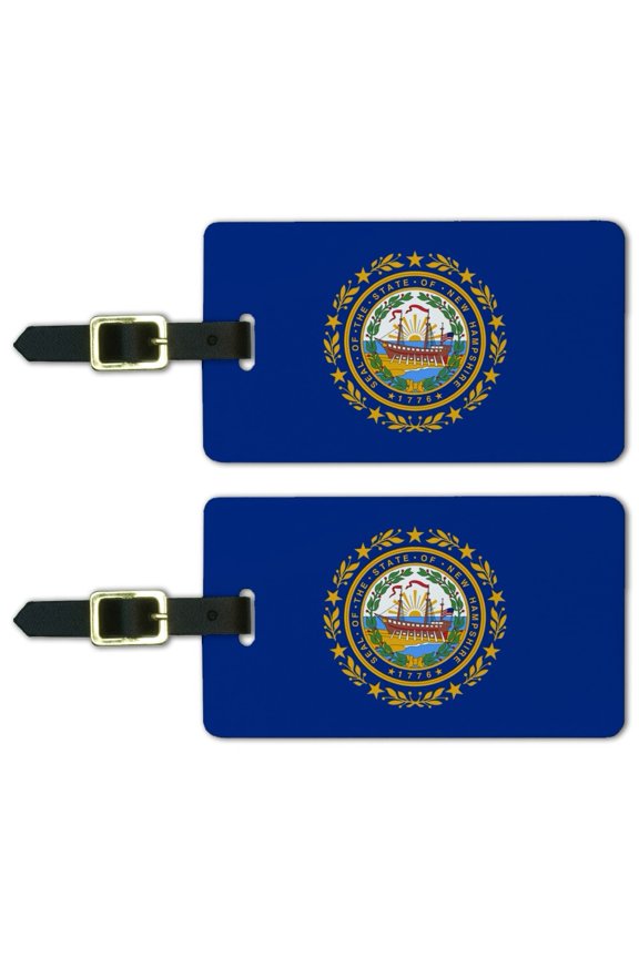 New Hampshire State Flag Luggage ID Tags Suitcase Carry-On Cards - Set of 2