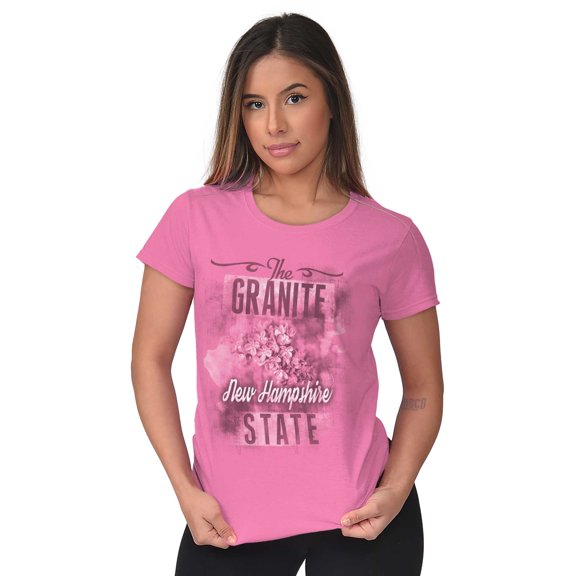 New Hampshire State Flower Souvenir Womens Slim Fit Graphic Tee Brisco Brands X