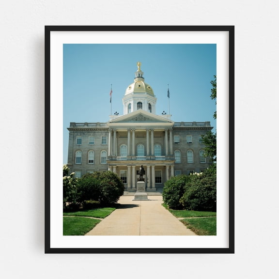 New Hampshire State House, Concord - Concord New Hampshire Photography Architecture Travel Poster Black Framed Wall Art Print 12 x 16 inches