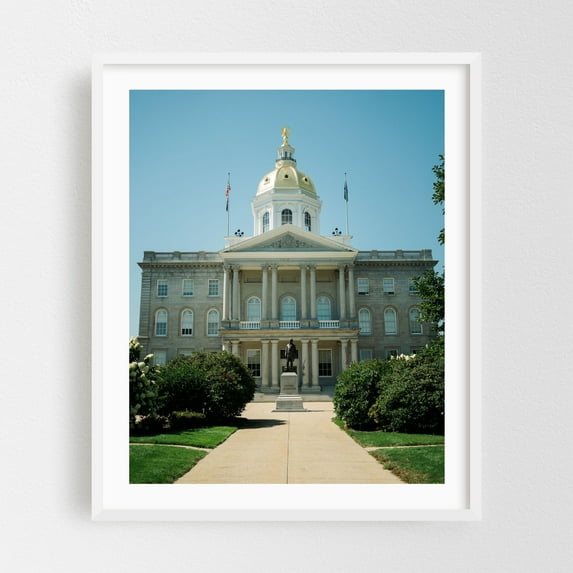 New Hampshire State House, Concord - Concord New Hampshire Photography Architecture Travel Poster White Framed Wall Art Print 12 x 16 inches