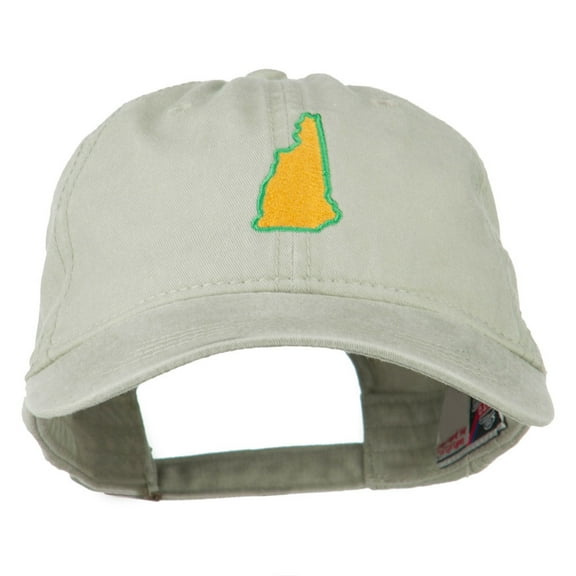 New Hampshire State Map Embroidered Washed Cotton Cap - Stone OSFM