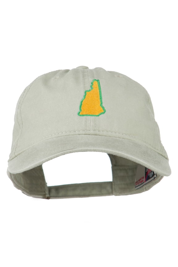 New Hampshire State Map Embroidered Washed Cotton Cap - Stone OSFM