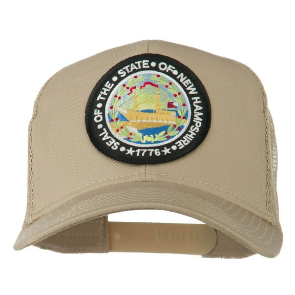 New Hampshire State Patched Mesh Cap - Khaki OSFM