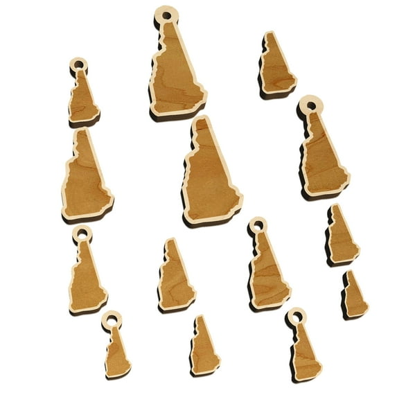 New Hampshire State Silhouette Wood Mini Charms Shapes DIY Craft Jewelry - No Hole - 18mm (17pcs)