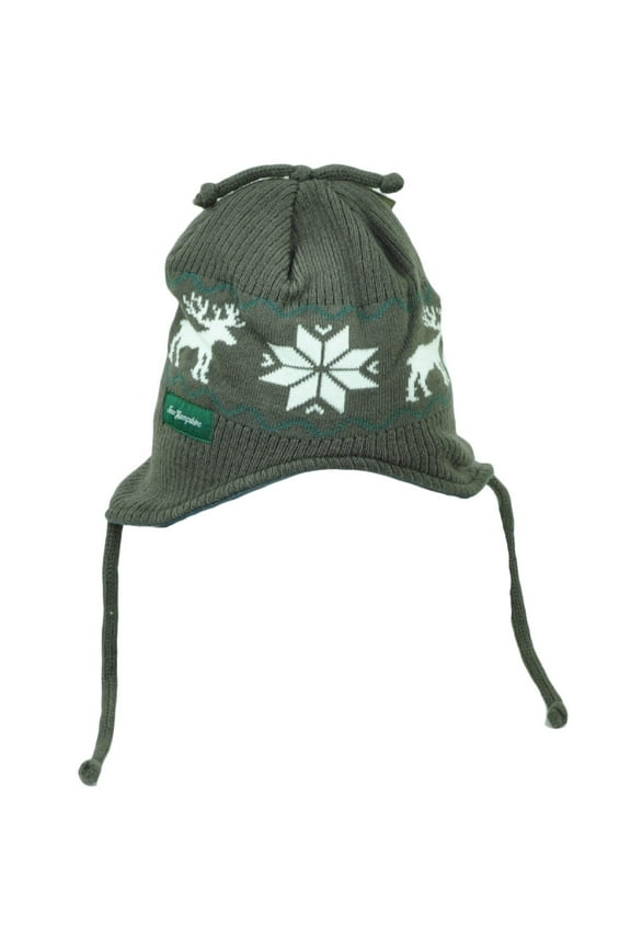 New Hampshire State USA Nordic Print Knit Beanie Ear Flap Hat Winter Gray Tassel