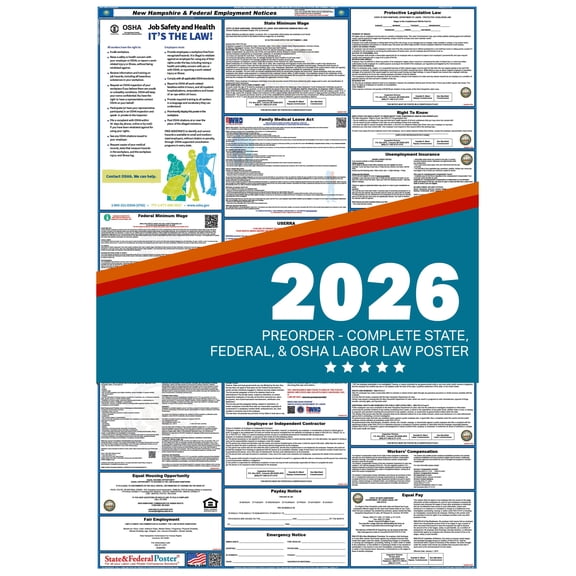 New Hampshire State and Federal Labor Law Poster 2025 SPANISH