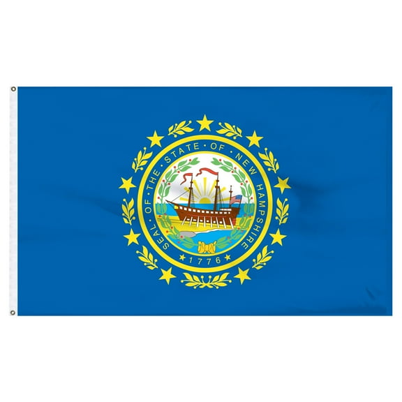 New Hampshire flag 4 x 6 feet nylon-Indoor: Add Pole Hem and Fringe