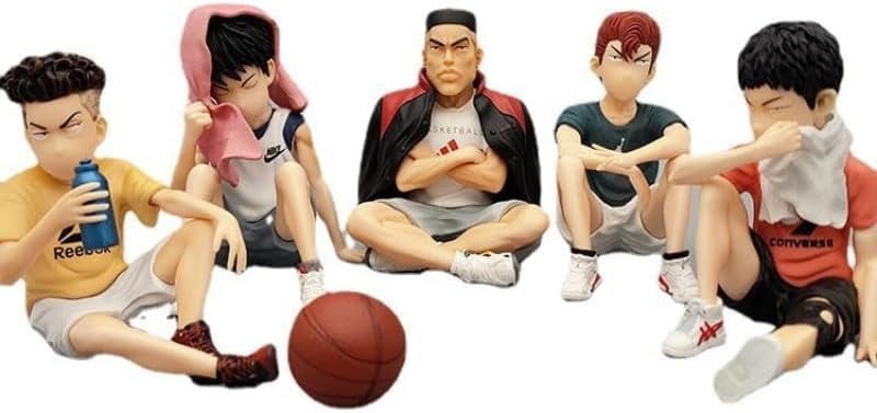 New Hanamichi Sakuragi, Kaede Rukawa Figure, Sitting 5pieces Anime Figures 8cm/3.1inch Handmade PVC Game Character Decoration Gift