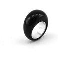 thumbnail image 1 of New Handmade Black Agat Look Murano Lampwork Glass Ring Size#6, 1 of 1