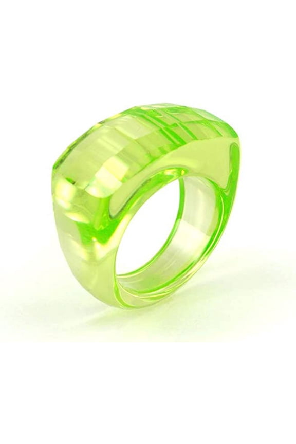New Handmade Checker Cut (Apple Green) Look Murano Lampwork Glass Ring Size#8