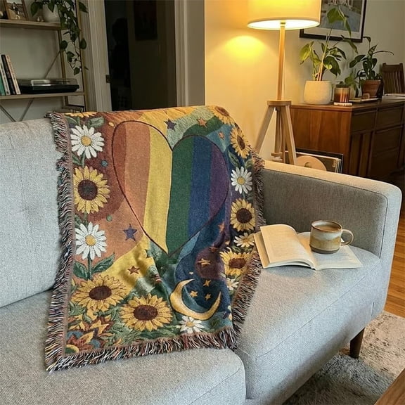 New! Handmade Woven Blanket Throw Blanket With Fringe For Belonging Visibility Unapologetic Expression L