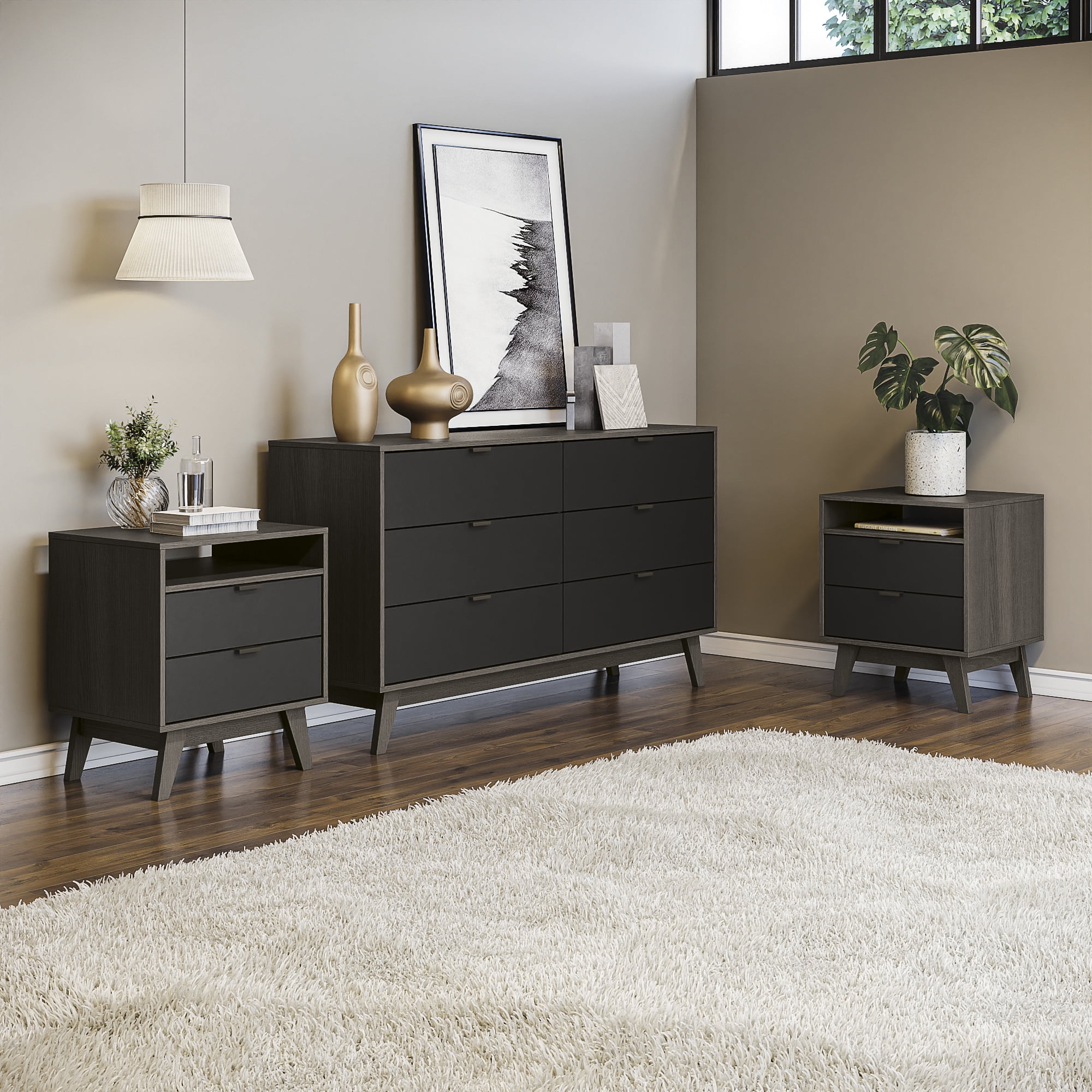 3 piece bedroom set black discount