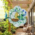 thumbnail image 1 of New! Hanging Glass Birdfeeder, Round Fly Through Wild Bird Feeder for Outdoors,Blue/Green Mosaic Birdfeeder for Garden, Yard, Backyard, Deck and Porch Decor C, 1 of 6