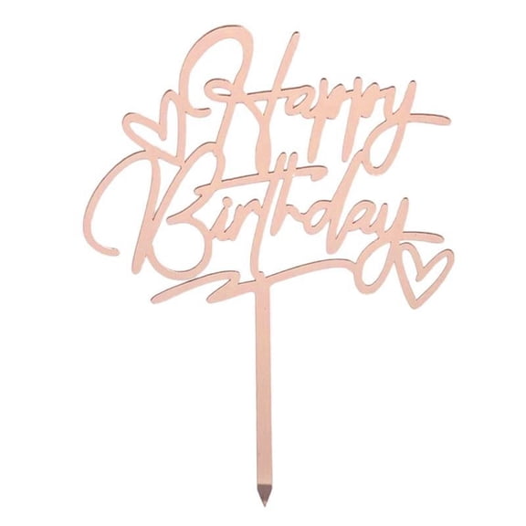 New Happy Birthday Cake Topper, Acrylic Cake Decoration With Stylish Happy Birthday Script & Heart Details For Kids Birthday Party, Baby Shower, Cake Decorations, Dessert Table