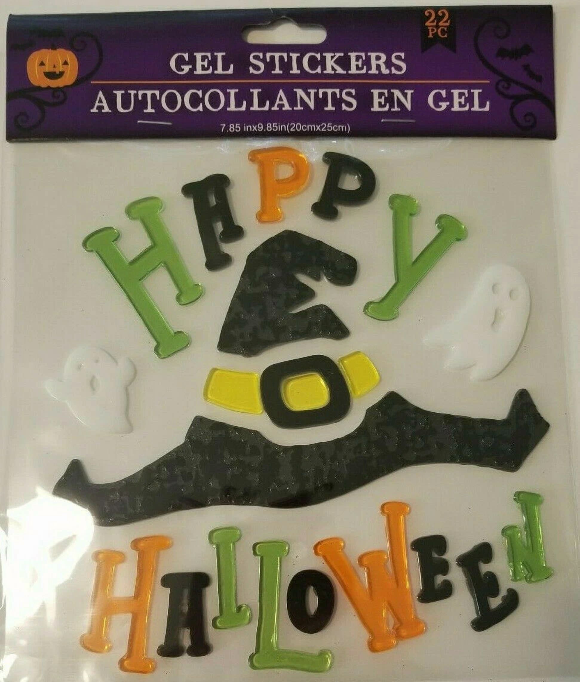 New Happy Halloween 22 Pc Window Sticker Gel Clings Decor Witches Hat Ghosts!