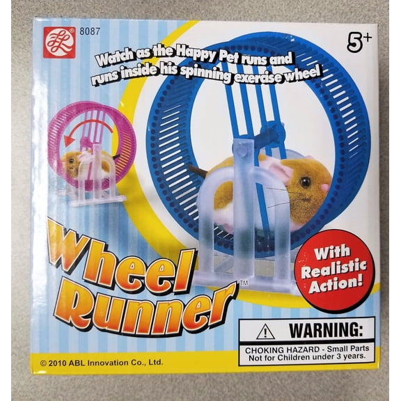 New Happy Hamster Pet with WHEEL RUNNER Battery Operated Kid's Toy -Blue