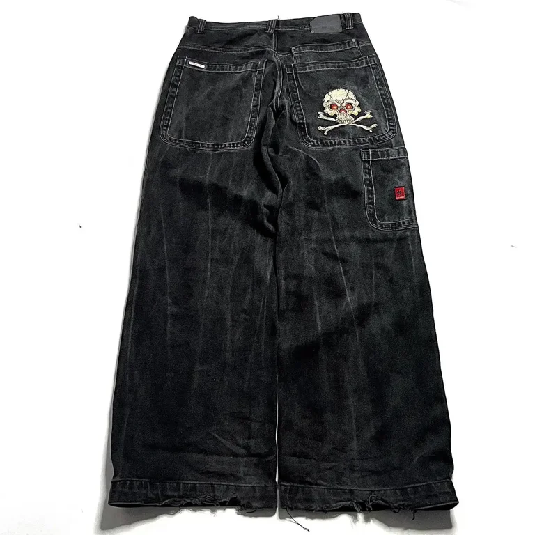 New Harajuku Hip Hop Retro Skull Graphic Embroidered Baggy